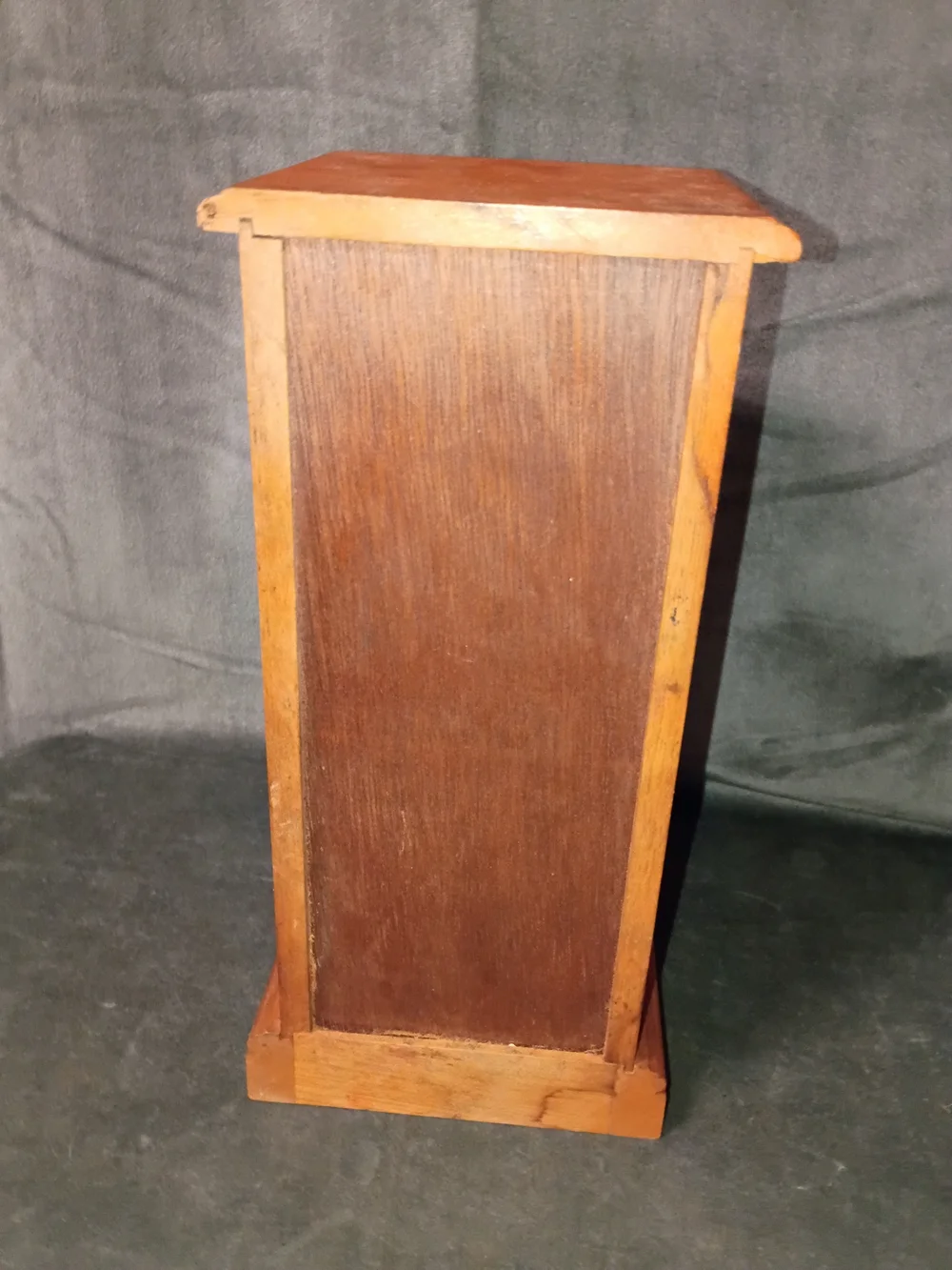 Vintage Wooden Jewelry Cabinet with Stained Glass Door 10.5x5.5 In